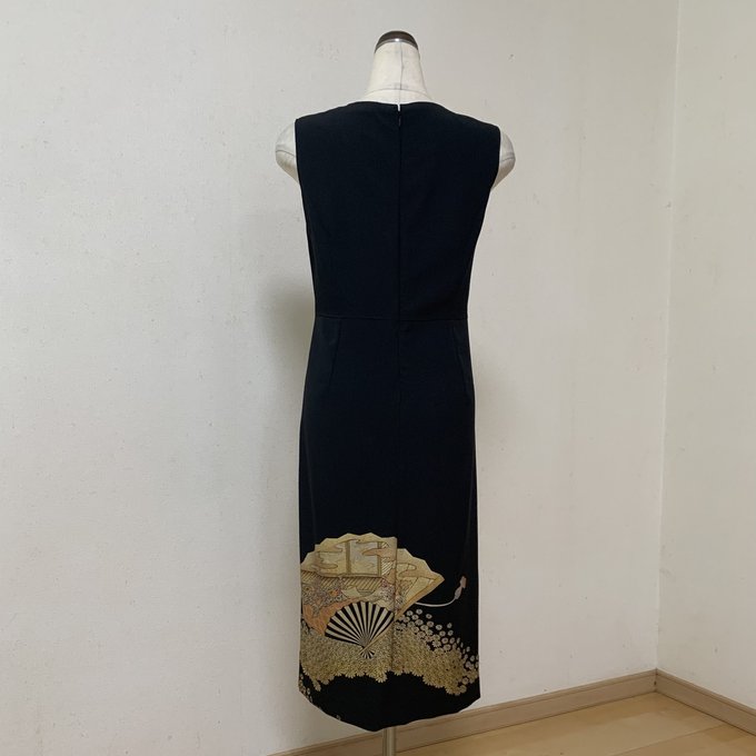 SOLDOUT】金彩 扇 連菊 作家モノ 黒留袖のシンプルフォーマル SOLDOUT】金彩 扇 連菊 作家モノ 黒留袖のシンプルフォーマル