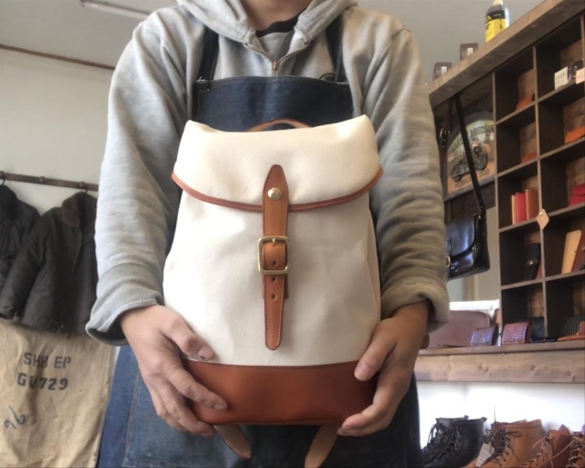受注制作☆倉敷帆布と本革を使用した手作りリュックサック | www