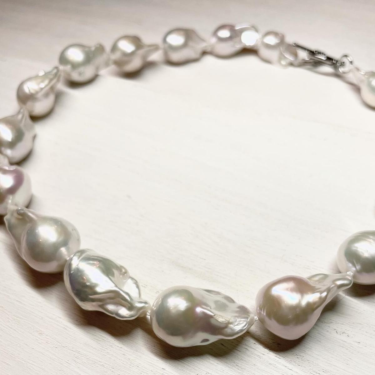 良品質 オイスターパール 12−15mm 淡水真珠 43cm
