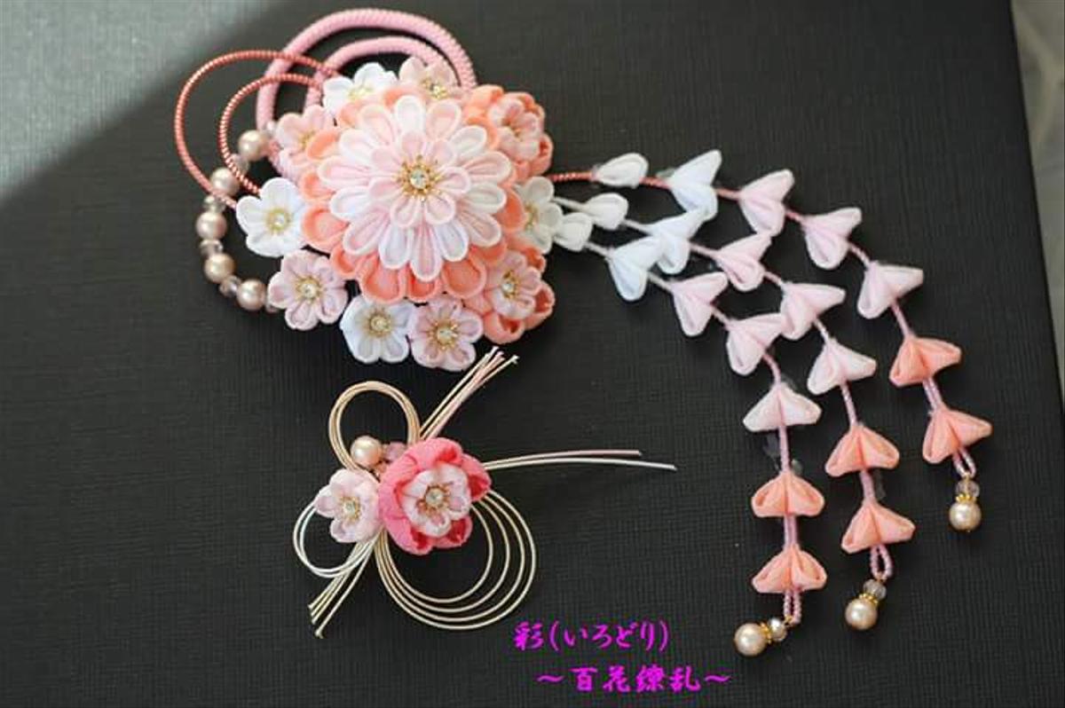 つまみ細工 和装髪飾り✨花びら舞う八重桜✨結婚式 成人式✨