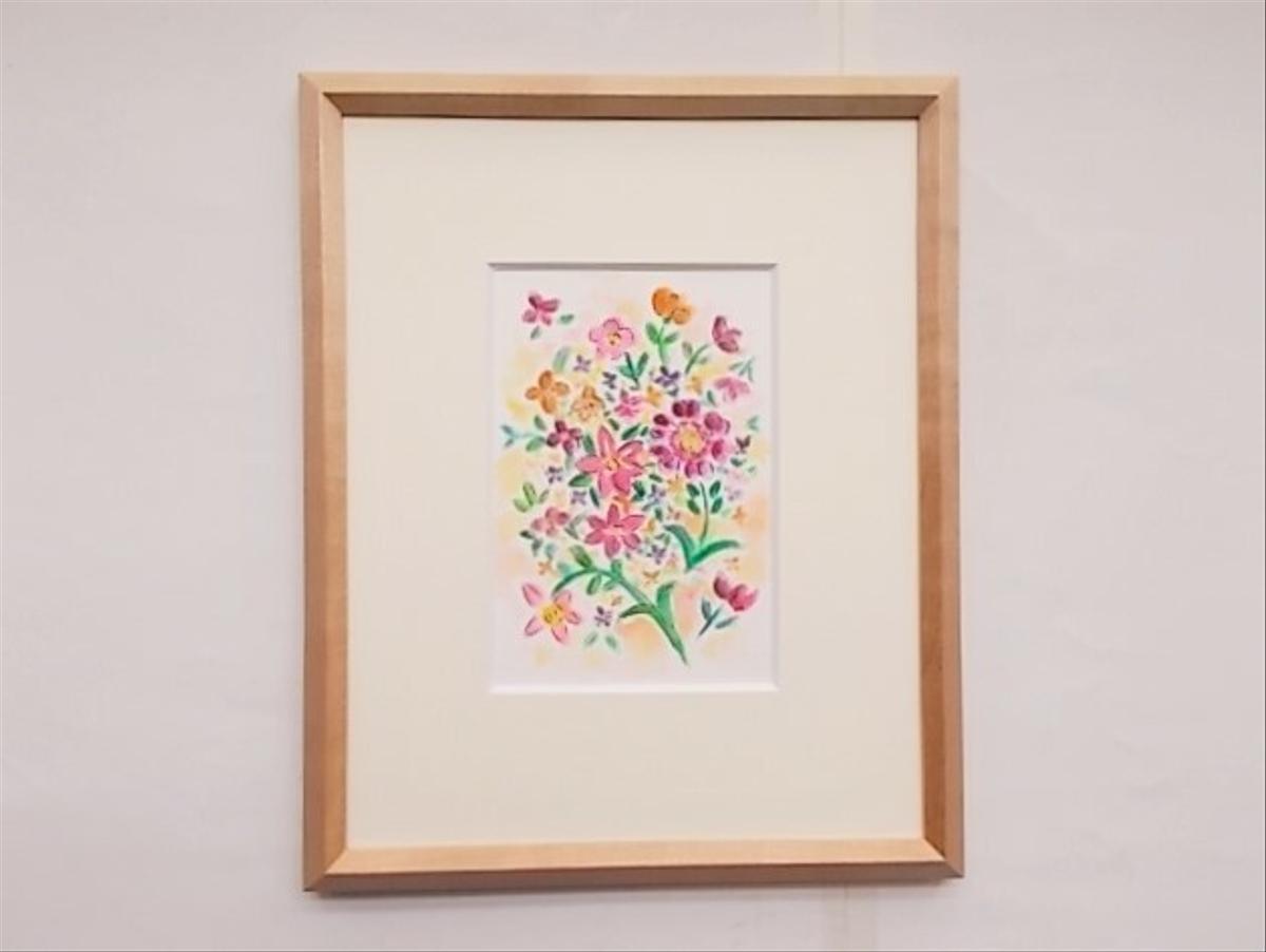 絵画 インテリア 額絵 原画 水彩画 花の絵 花がいっぱい | pp-drbogor