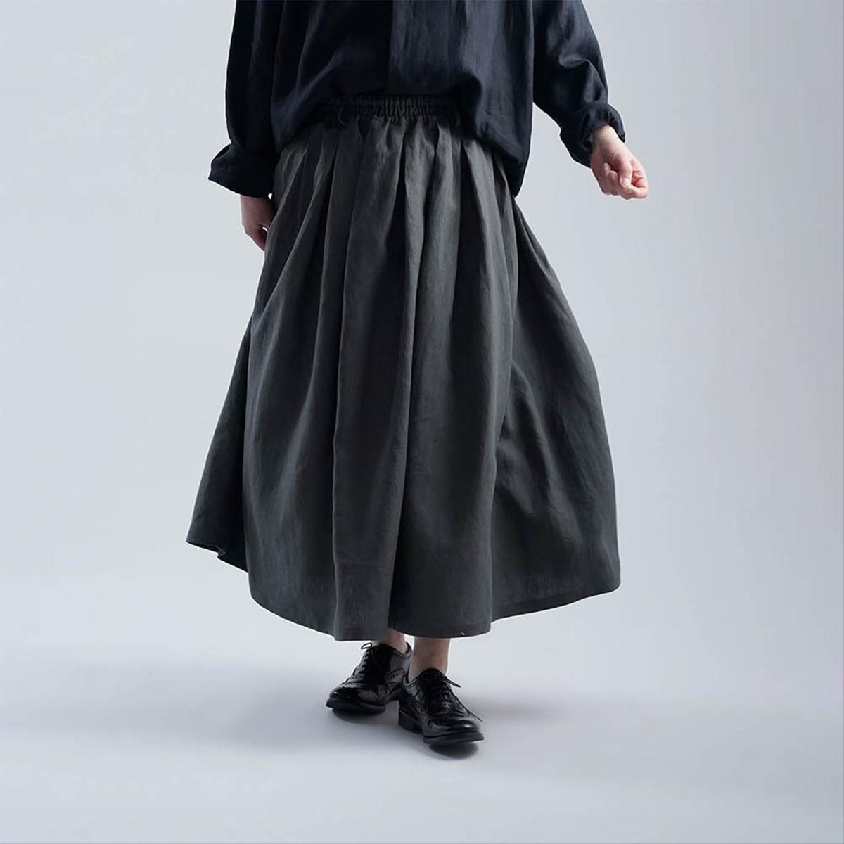 【wafu】Linen Skirt 超高密度リネン スカート / フォレッジグリーン s020c-fgg1