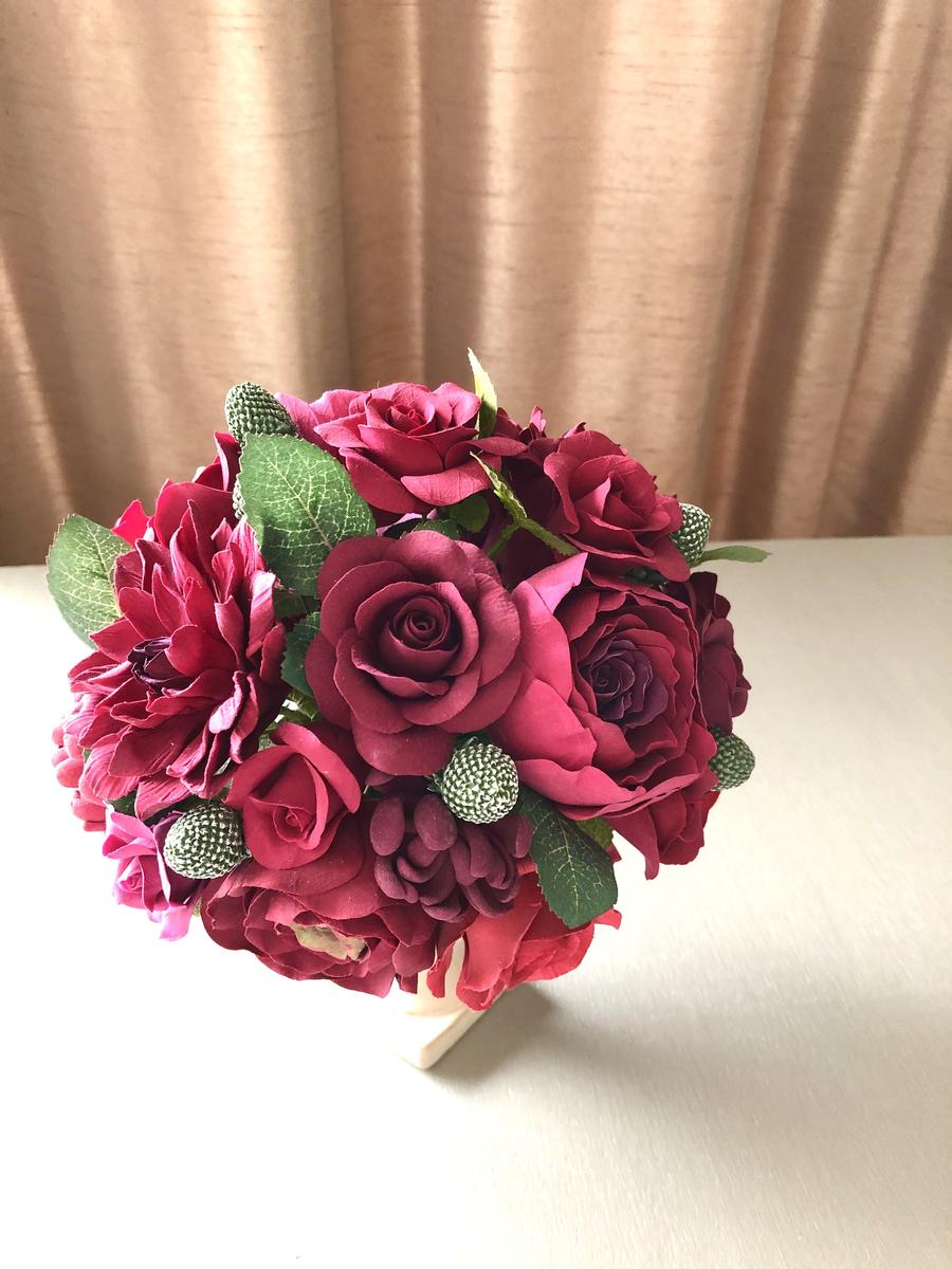 大人の赤色フラワーアレンジ/薔薇/クレイフラワー 大人の赤色フラワーアレンジ/薔薇/クレイフラワー