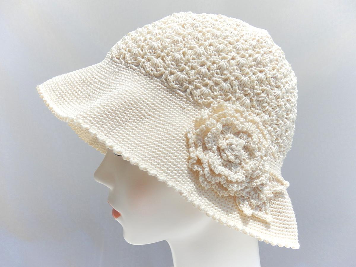 かぎ針編み お花の帽子〈牡丹〉