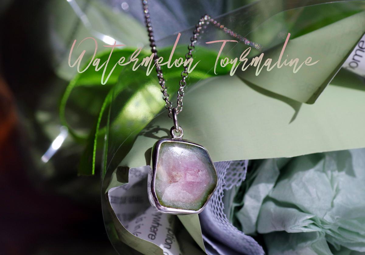 New『Watermelon Tourmaline』の世界でひとつの天然石ネックレスsv925