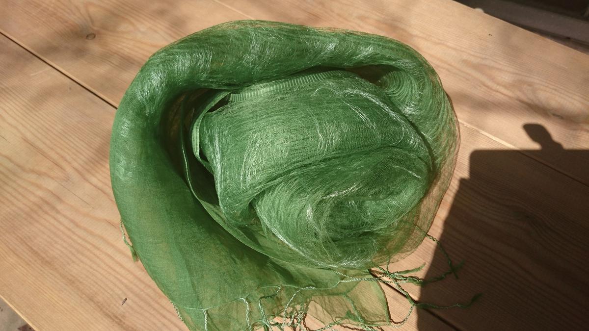 三十織糸遊びシルクストール 古代稲染