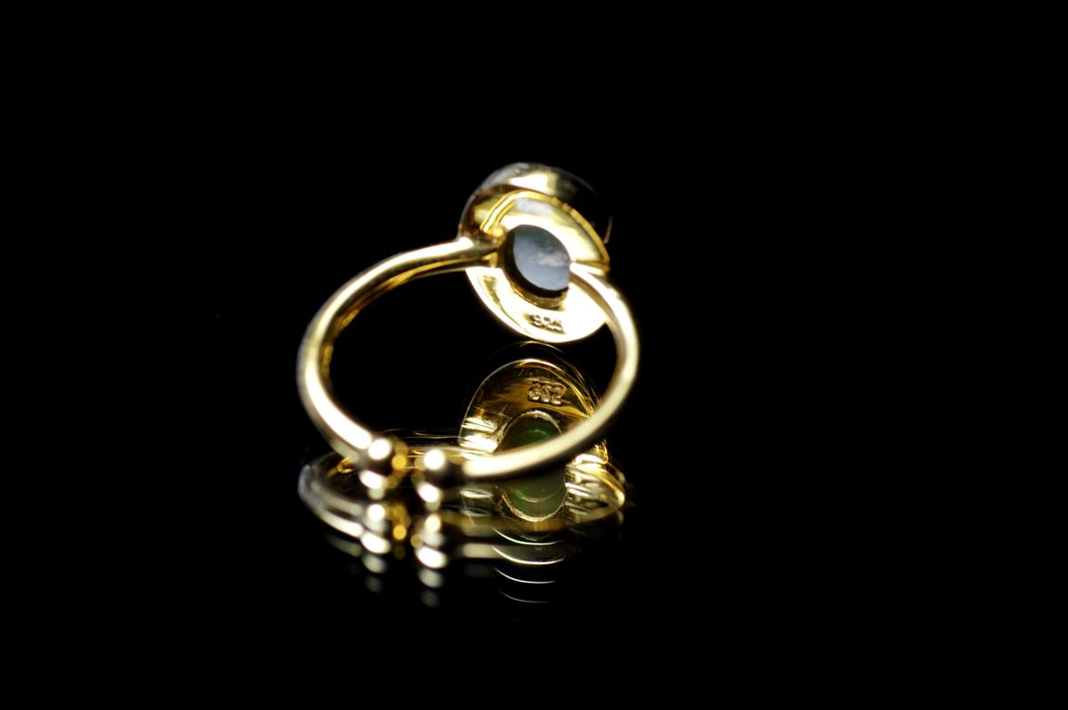 New『Black Opal』の世界でひとつの天然石リングsilver925 + 22kgf