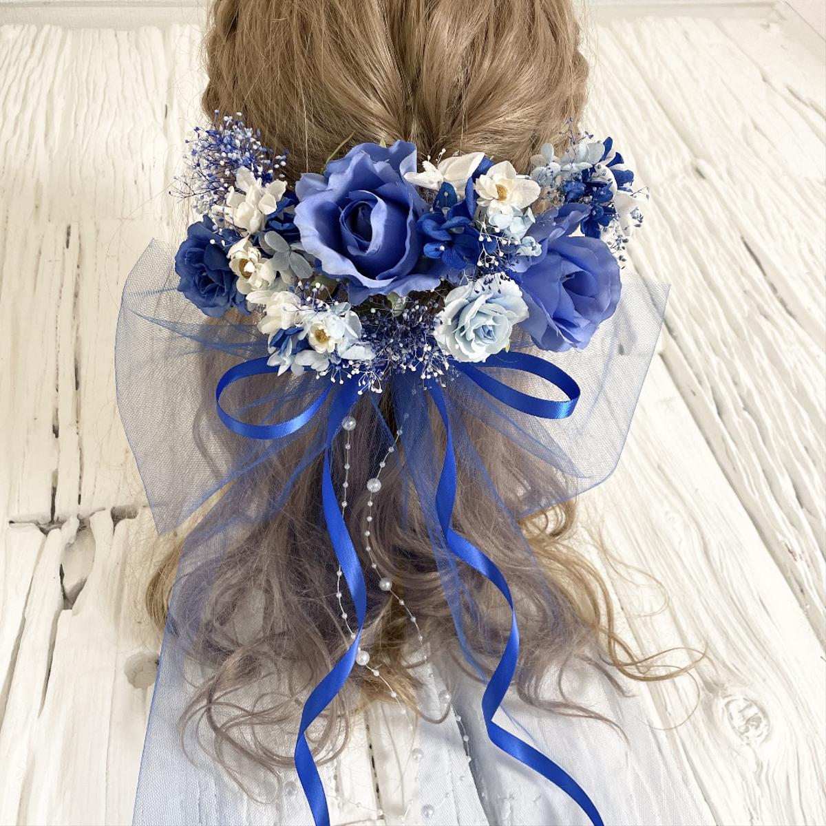 ロイヤルブルー 髪飾り ヘッドドレス-
