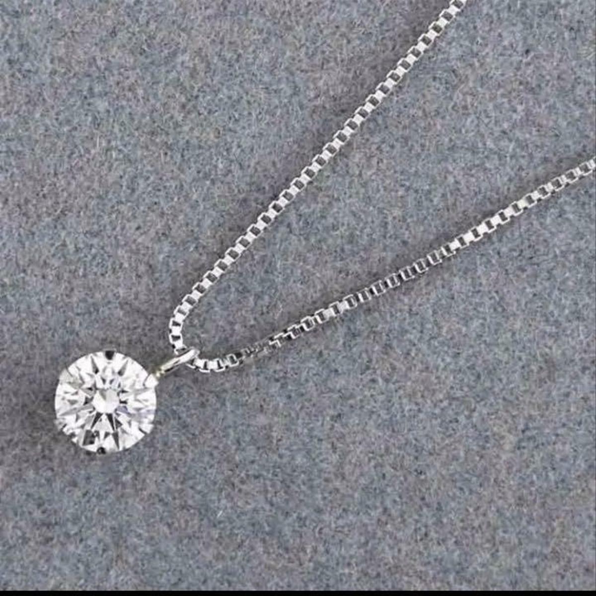 Dカラー】一粒ダイヤモンドネックレス 0.2ct プラチナ D VVS1 3EX H&C ...