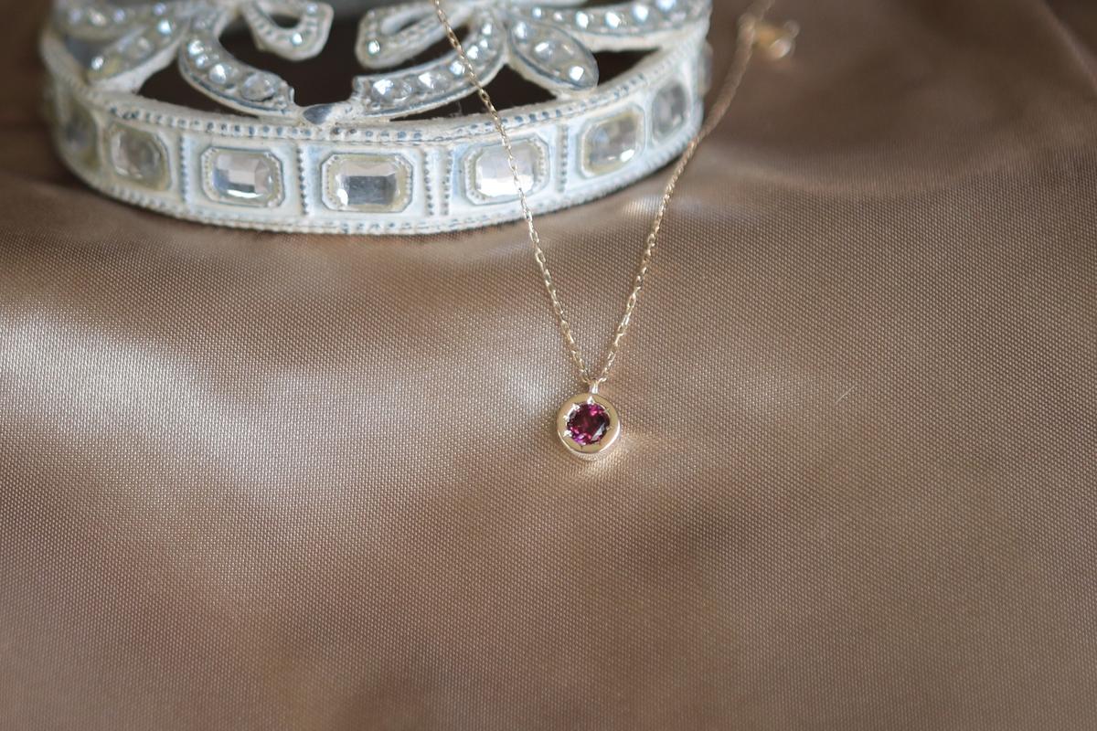 STAR JEWELRY K10YG ロードライトガーネット ダイヤ ネックレス | www