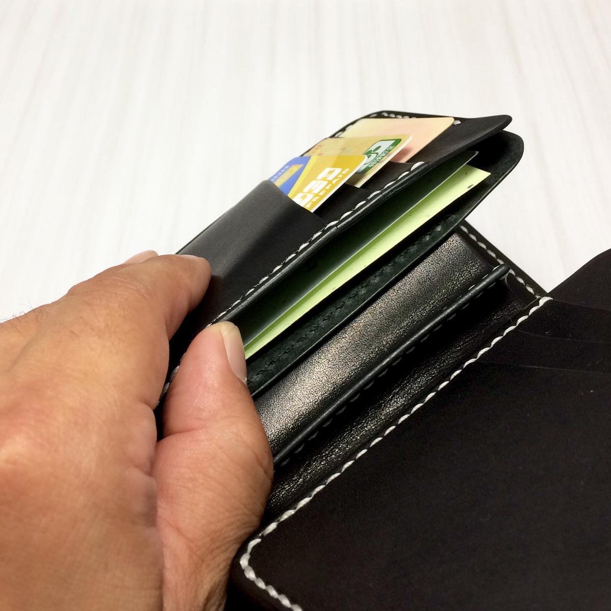 本革 二つ折り財布(小銭入れ無し) / レザー ミドルウォレット