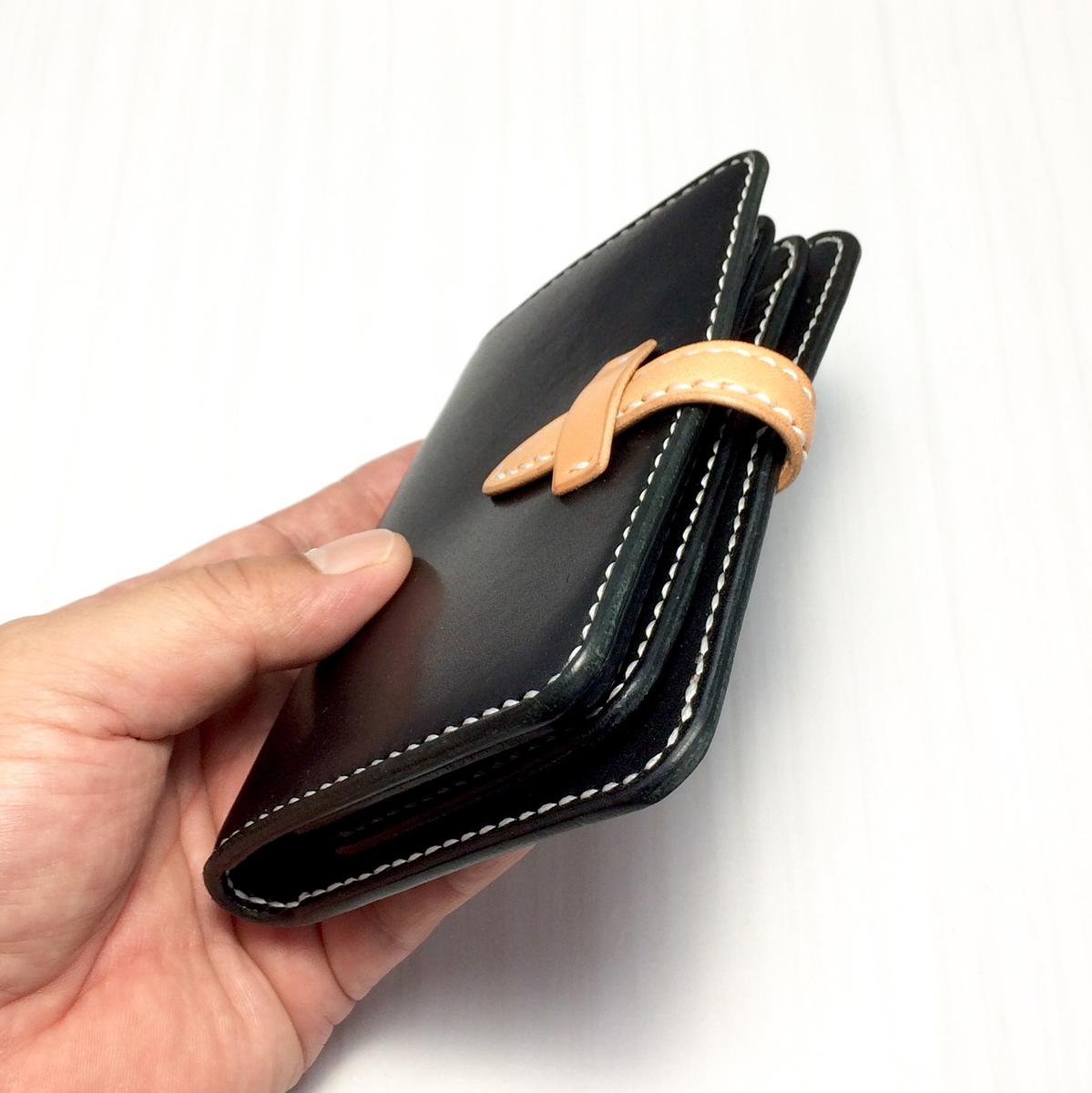 本革 二つ折り財布(小銭入れ無し) / レザー ミドルウォレット
