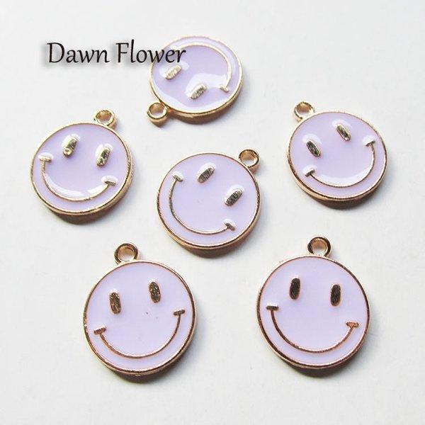 【D-0631】9pcs　スマイル　20×16mm　パープル　チャーム