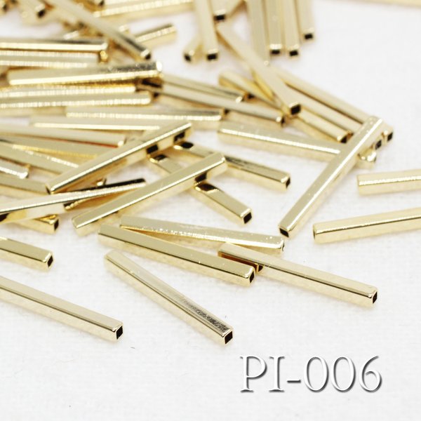 【24個】角パイプパーツ15×1.5mm《PI-006》（金色）