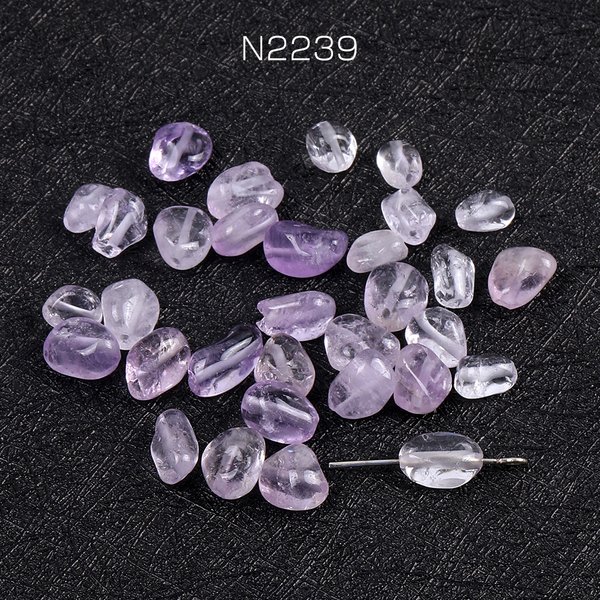 N2239 45個 天然石ビーズ 天然石さざれ石 アメジスト 3×（15ヶ）