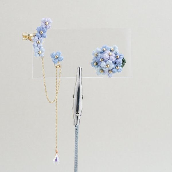 紫陽花のピアス/イヤリング＊青＊