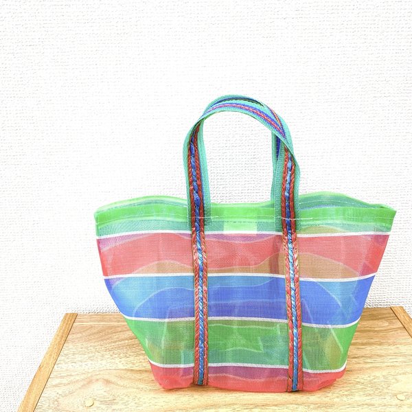 台湾トートバッグ　漁師バッグ（茄芷袋）　ランチバッグ　赤×青×緑