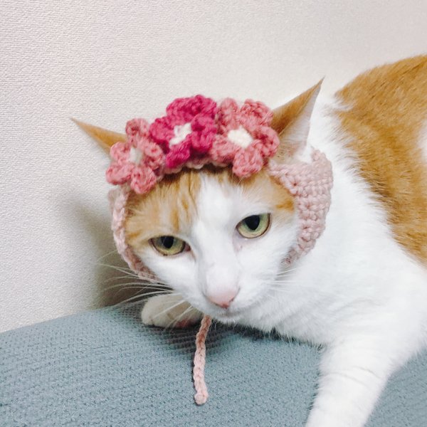 ピンクのお花の帽子
