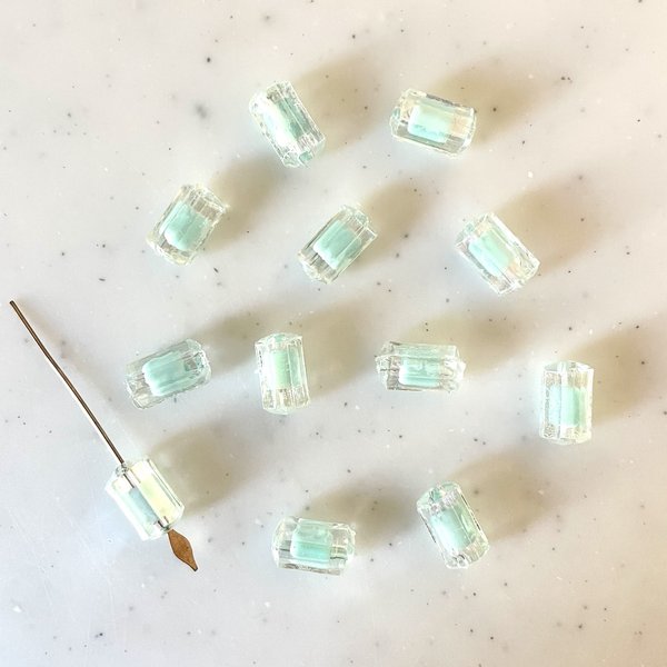 Clear Green Cylinder Beads