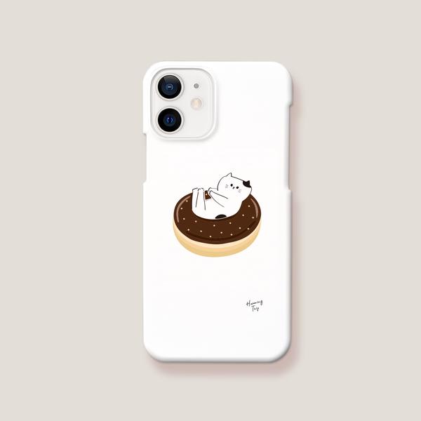 ドーナッツにはまるねこ スマホケース（チョコ）