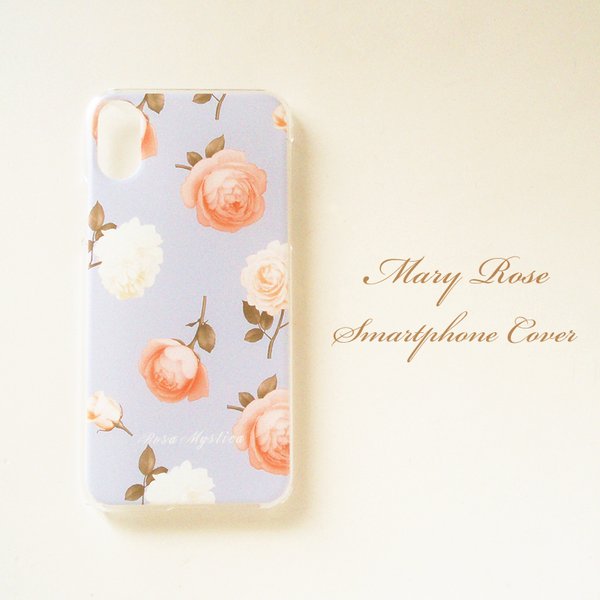 特集掲載 受注制作 MaryRose スマホカバー 多機種対応 ブルー 青 花 iPhone15 iPhone14 iPhone13 iPhone12 SE Xperia Galaxy Android