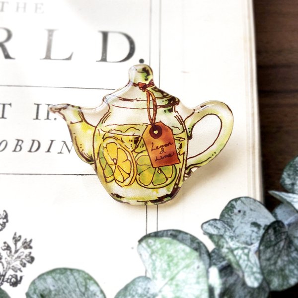 Lemon&Lime teapot brooch｜レモンティーポットブローチ〔紅茶シリーズ〕