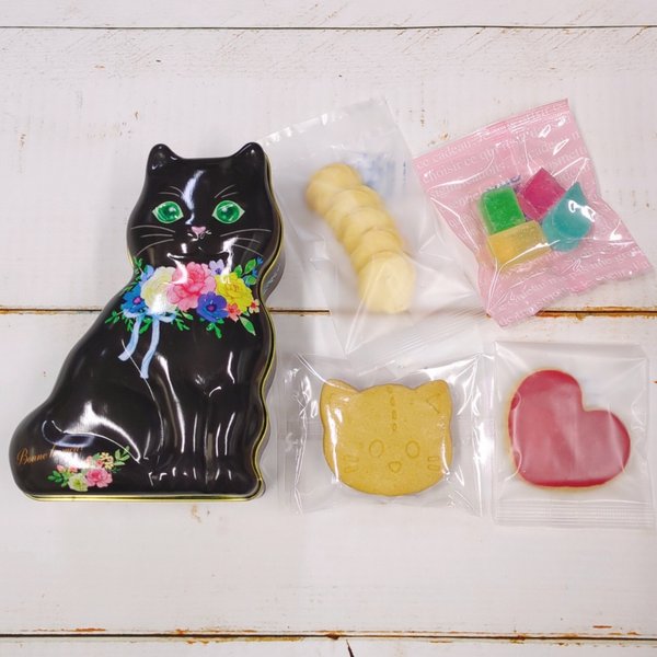黒猫シャノのお菓子缶　焼き菓子セット　クッキー　琥珀糖