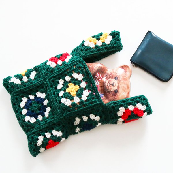 グラニースクエアのクロシェバッグ07 Crochet bag/ クロシェ かぎ針　編み物