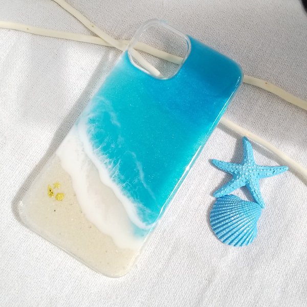 【人気商品】海スマホケース iPhoneケース 海 波打ち際 夏 青 スマホショルダー