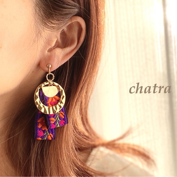 新作♡ tirolean flower earring purple