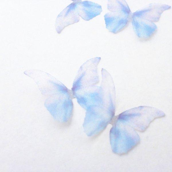 ちょうちょのパーツ 4cm シフォン オーガンジー 素材 蝶々 パーツ  パステルカラー  青 水色 10