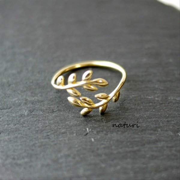 【feuille】brass leaf ring