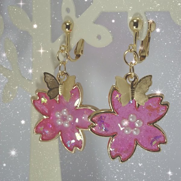 桜と蝶 イヤリングorピアス