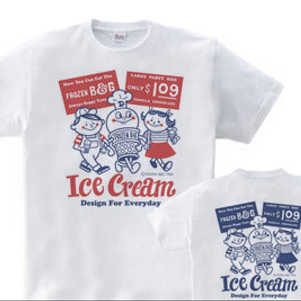 【再々販】アイスクリームBoy&Girl☆アメリカンレトロ　両面　WM～WL•S～XL Tシャツ【受注生産品