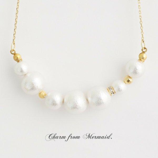 【期間限定SALE】コットンパールシャイニングネックレス♡Gold