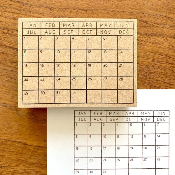 カレンダースタンプ　手作りカレンダー　2024 . 12か月いつでも使える月間カレンダー　スケジュールはんこ　手帳用はんこ　