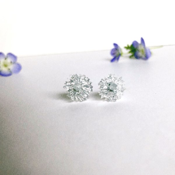 透明花のピアス＊シルバー