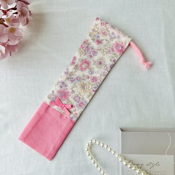 小花とパフューム（ピンク）　箸袋　歯ブラシ袋