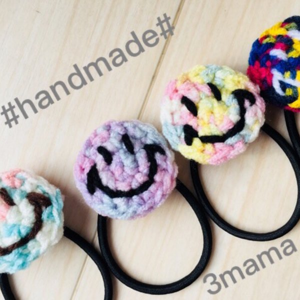 #handmade#にこちゃんヘアゴム//4個セット