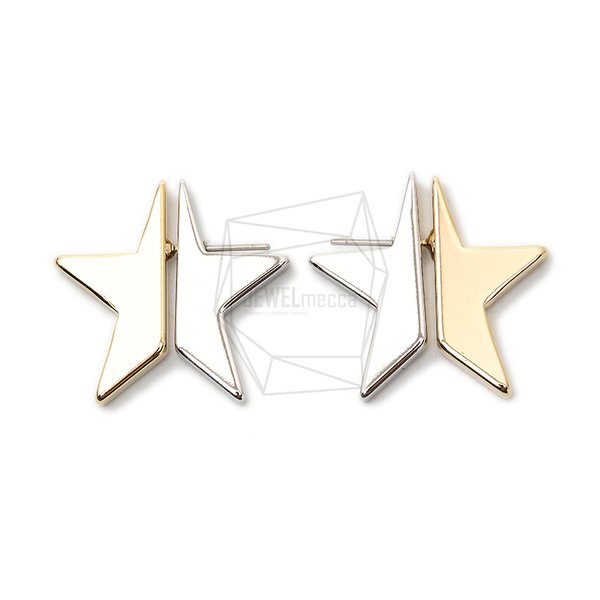 ERG-1458-GR【1セット】スターピアスセット,Star Earring Post,Clutch SET