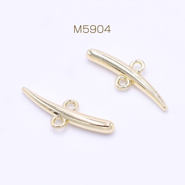 M5904   30個  金属チャーム スティック 2カン 3.5×27mm ゴールド 3×【10ヶ】