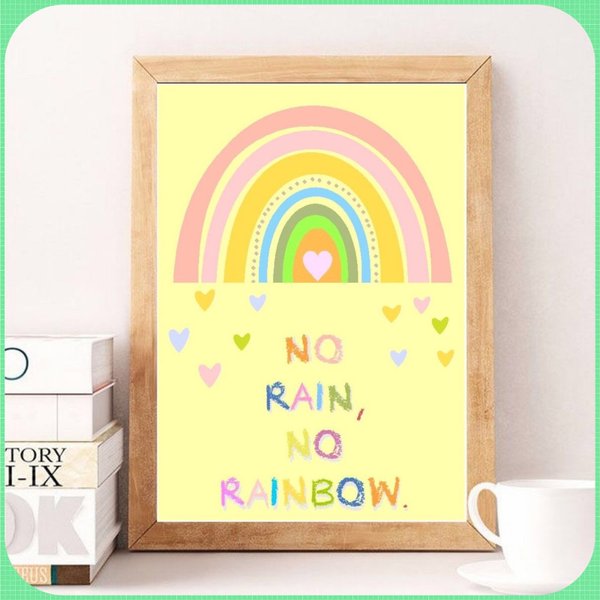 No.468 No Rain, No Rainbow インテリア　アート　ポスター　⭐️  北欧　記念日　誕生日　名言　英語