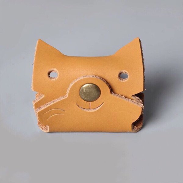 可愛い猫ちゃん コードホルダー ケーブルクリップ 牛革 レザー 本革 送料無料