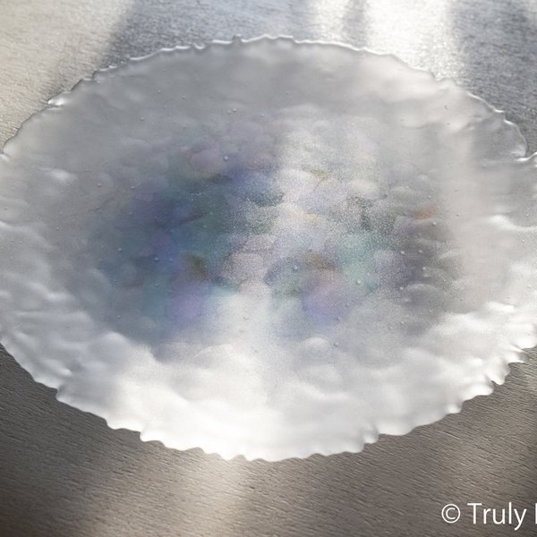 つや消しガラスの大皿 -「 HANAのおと 」● ライラック・29cm