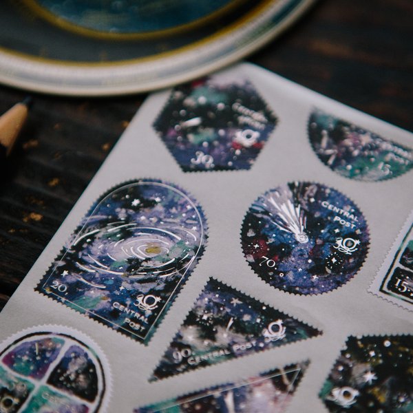 「深遠星空」切手型封緘飾りシール