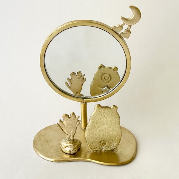 受注制作「月夜のできごと。」鏡の置き物。真鍮