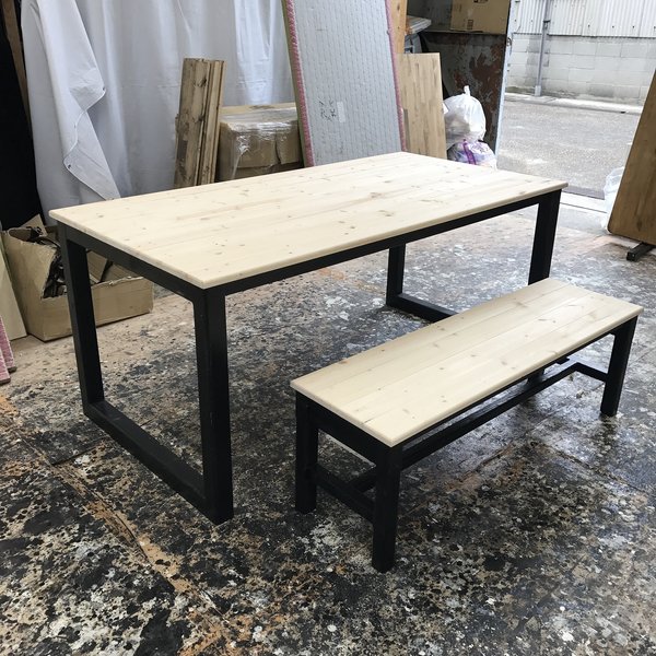 hotaru　男前家具　ダイニング　テーブル　ベンチ１台付き　無垢材　天然木　オーダー可