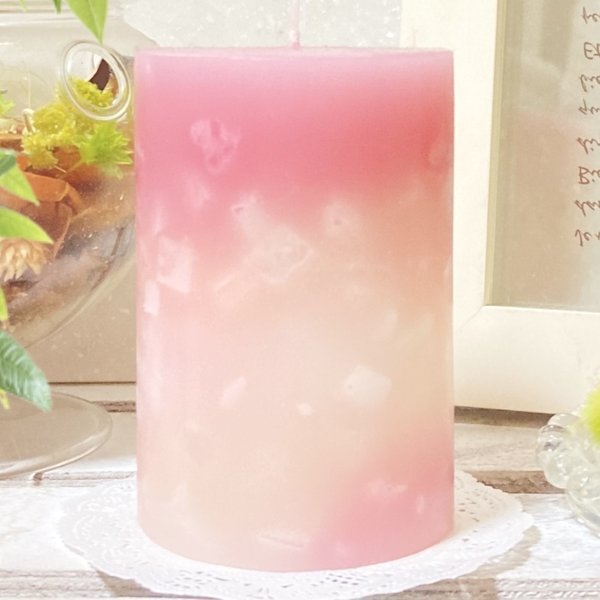 Φ6.7cm×H10cm ペタルキャンドル (オールドロゼ) № 000620 /Gradation Candle