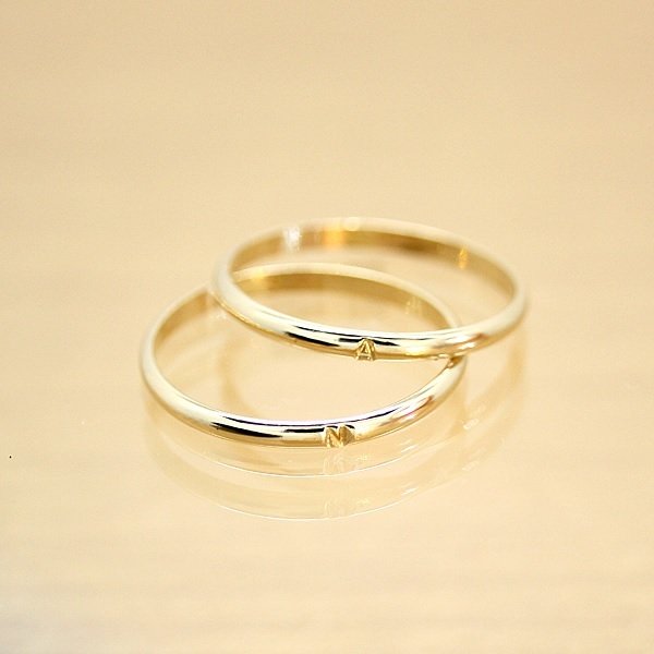 ＊14kgf＊イニシャル＊ファインリング【金】 initial stamped gold fine ring 