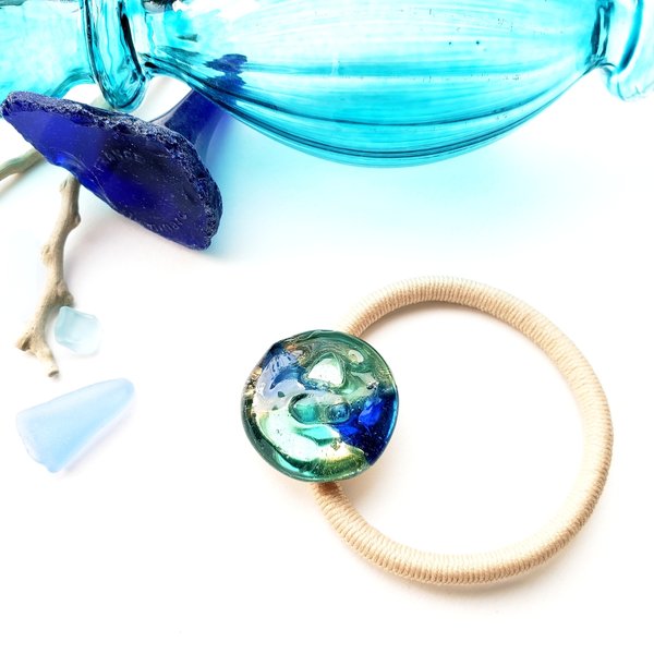 Blue seaglass hair accessory 